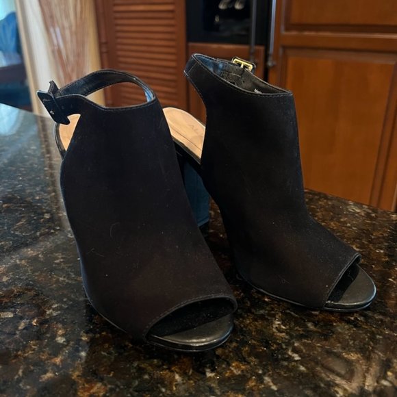 Aldo Black Juliusa Suede Slingback Open Toe Block Heels-Size 6 1/2 - Picture 4 of 13